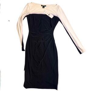 Lauren Ralph Lauren Sheath Dress Color Block Cocktail Party Dress Size 4‎